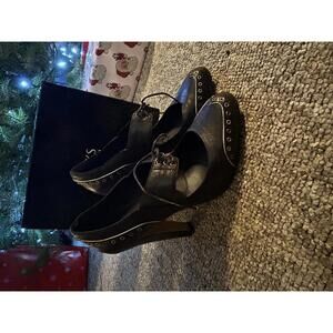 Saks Fifth Avenue Women's Black High Heel Shoes with Studded Detailing